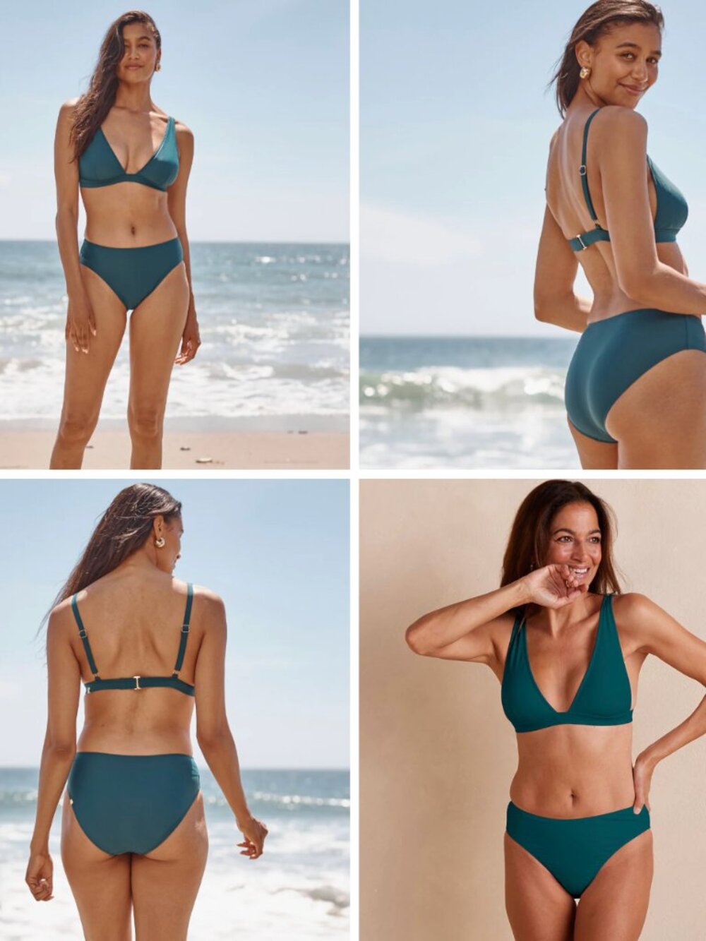Summersalt Plunge Bikini Top and High Leg Mid Rise Bikini Bottom Seaweed Size 4
